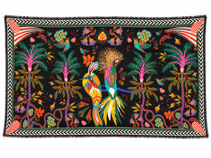 Wild Women's Scarf Black Red Indian Fringe Desing Square Multicolor